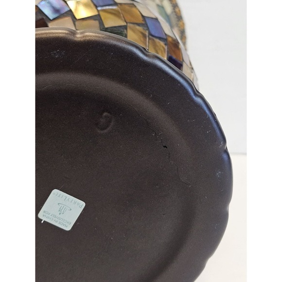 PartyLite Global Fusion Hurricane Amber Iridescent Glass Mosaic Tiles Mirrored - Picture 12 of 12